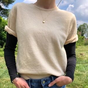 Short-Sleeve Cashmere Sweater